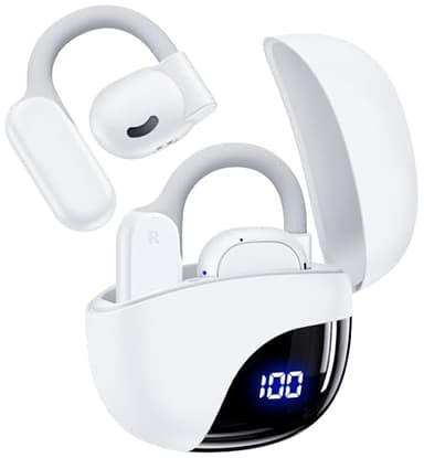 Cuffie Open Ear,80H di Riproduzione Wireless Auricolari Bluetooth 5.3 con Ganci per le Orecchie,Cuffie Bluetooth Sport con Custodia di Ricarica Display Digitale,Impermeabili IPX7, per Ciclismo, Corsa