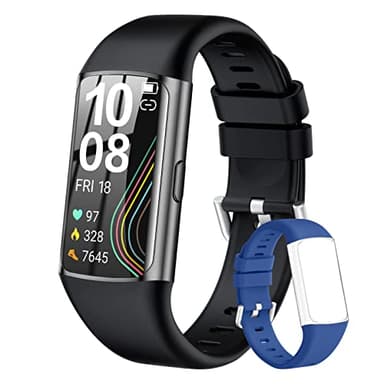 ECOSOON Smartwatch da donna, uomo, 1,47", touch screen, con frequenza cardiaca, ossimetro, podometro, colorato, sonno, impermeabile IP68, per Android iOS (nero)