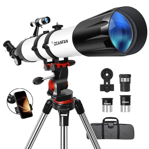 Dianfan Telescopio,90 mm 800 Telescopio Astronomico Adulti Bambini,32X-240X Telescopio Rifrattore Portatile per Principianti,con Treppiede Inossidabile e Adattatore per Telefono, Borsa