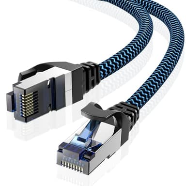 CABNEER Cavo Ethernet Cat 8 15 Metri, Cavi Ethernet Nylon 40Gbps 2000MHz Alta Velocità, Cavo Lan Cat 8 Compatibile con Cat 7 Cat 6, Cavo di Rete F/FTP Cat 8 per Gaming Router Modem