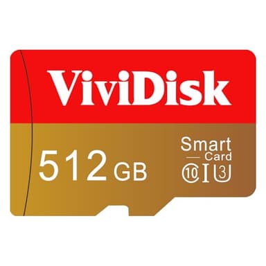 Vividisk Scheda SD 512GB Grande Capacità Alta Velocità Scheda di Memoria Immagine Micro SD Card Mini Portatile Memory Card per Smartphone, Drone, Fotocamera, Dash Cam