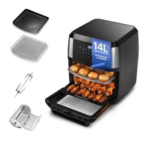 Avilia Forno Multifunzione Friggitrice ad Aria XXL 14Litri -, Air Fryer Risparmio Energetico, Senza Olio con 10 Funzioni su LED Display,1700W