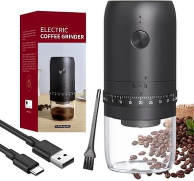 Macinacaffè Elettrico portatile, Piccolo Coffee Grinder Elettrico senza fili con macina conica in ceramica, Macina Caffè Granulometria Regolabile per semi e spezie, Adatto per Casa e Ufficio