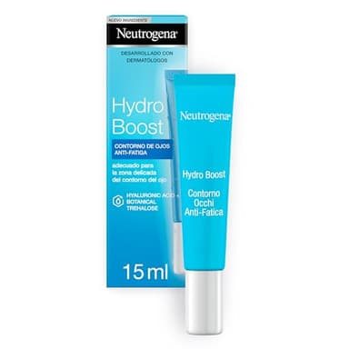 Neutrogena Hydro Boost Contorno Occhi Anti-Fatica, Contorno occhi idratante con Acido Ialuronico e Vitamina E, Aiuta ad attenuare i segni della stanchezza e le occhiaie, 15 ml