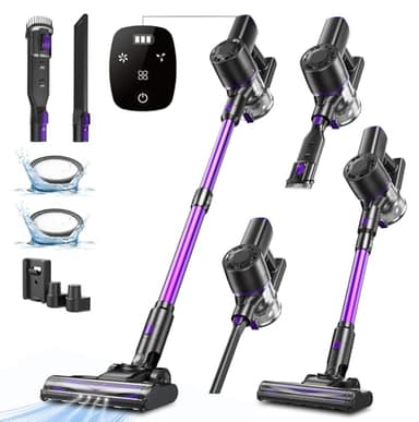 Vexilar V8PRO Aspirapolvere Senza Fili Potente,Scopa Elettrica Senza Fili Potente 40 Min,Aspirapolvere Portatile,Aspirapolvere Senza Sacco,Aspirapolvere Senza Filo per Pulizia Pavimenti,Viola