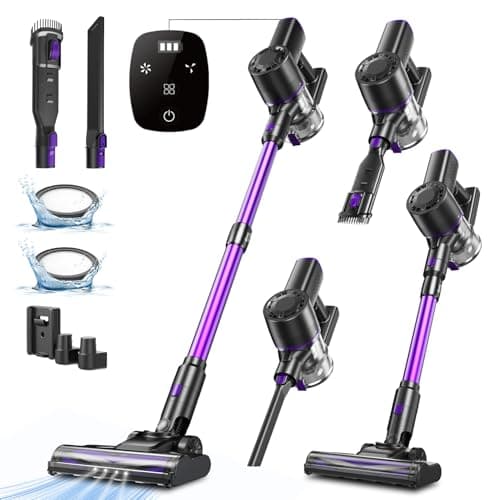 Vexilar V8PRO Aspirapolvere Senza Fili Potente,Scopa Elettrica Senza Fili Potente 40 Min,Aspirapolvere Portatile,Aspirapolvere Senza Sacco,Aspirapolvere Senza Filo per Pulizia Pavimenti,Viola
