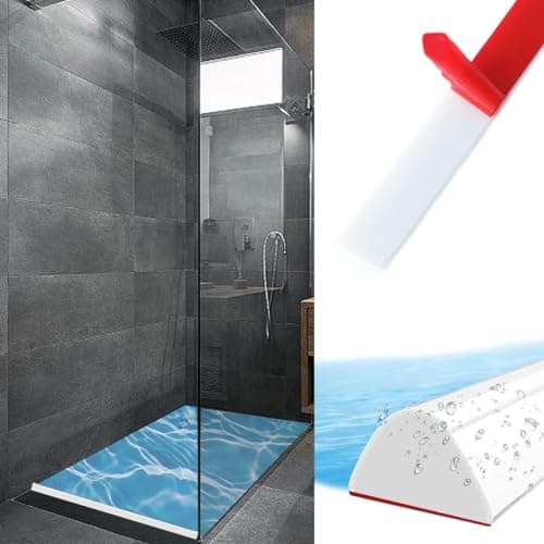 Zamety 100CM Barriera Doccia Ferma Acqua, Autoadesiva Barriera Doccia in Silicone, Pieghevole Guarnizione Barriera Acqua Doccia, Adatto per Bordi di Docce e Vasche da Bagno, Bianco