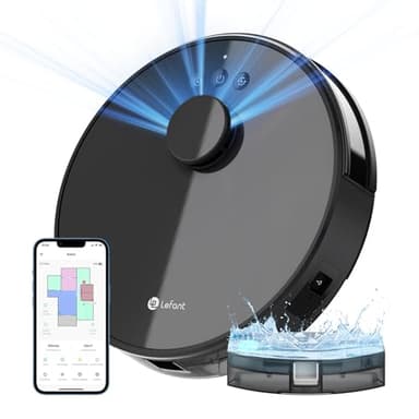 LEFANT M1 Robot Aspirapolvere Lavapavimenti con Mappatura,Navigazione LDS,4000 Pa Potente Aspirazione,150 min,Zona Vietata,Aspirapolvere Robot Sottile da Diam 32 cm Controllo App/Alexa,Nero