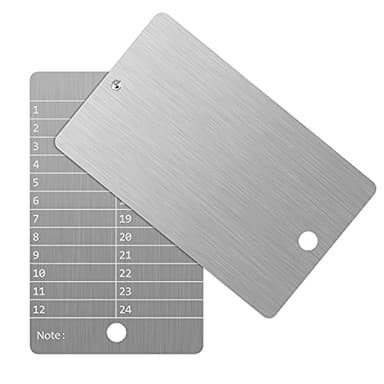Portafoglio per criptovaluta in acciaio, per backup del portafoglio hardware, compatibile con l'intero hardware BIP39 (2 pannelli), argento