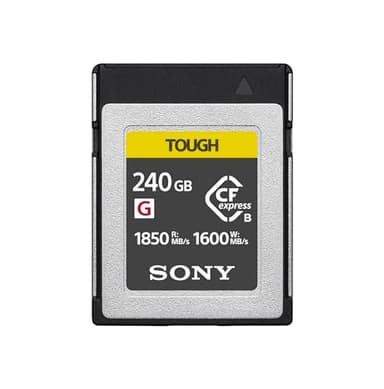 Sony Memoria CFexpress tipo B, 240 GB, Tough, Lettura 1850 MB per s, Scrittura 1600 MB per s, Media Scan Utility