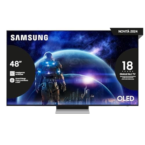 Samsung OLED TV 48" QE48S94DAEXZT, OLED HDR+, Upscaling AI 4K, Processore NQ4 AI GEN2, Motion Xcelerator 144Hz, Design LaserSLim, DVBT-2, Q-Symphony & Dolby Atmos, Carbon Silver 2024 [Amazon EXCL.]
