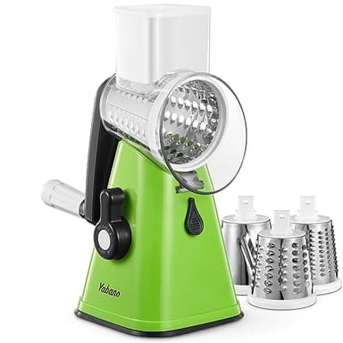 Yabano Grattugia Formaggio, Grattugia per Formaggio, Affettatrice per Verdure con 3 Lame Sostituibili in Acciaio Inox, Facile da Pulire, per Frutta, Verdura, Noci