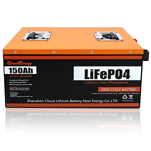 Cloudenergy Batteria 24V 150Ah con tempo di funzionamento più lungo, oltre 6000 cicli e durata di 10 anni, perfetta nel sistema di accumulo di energia solare, VR, alimentazione di backup, ecc