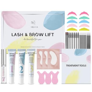 PERMANIA Kit Laminazione Ciglia - Set per La Permanente delle Ciglia e Laminazione delle Sopracciglia, Risultati Sicuri ed Efficaci, Formula Delicata e Adatta ai Principianti, Durata Fino a 4 Settiman