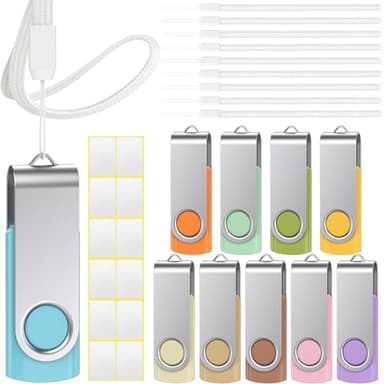 Chiavetta USB 8GB 10 Pezzi Uflatek 8 GB PenDrive Ruotare 8 Giga Chiavette USB 2.0 Metallo Unità Flash Drive Morandi Colori Misti Pennetta Memoria USB Chiavetta Dati con Cordino e Adesivo Vuoto