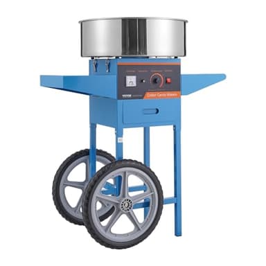 VBENLEM Macchina per Zucchero Filato Carrello Commerciale 1000W Capienza Ciotola 57g, Macchinetta per Zucchero Filato Soffice Temperatura Regolabile tra 95-233°C ca. per Festa Carnevale Evento Esterno
