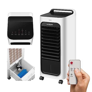 Frost Raffrescatore con Telecomando e Timer Pannello Touch Evaporativo con Ruote Climatizzatore Portatile Acqua e Ghiaccio 80 Watt Tanica da 6 Litri