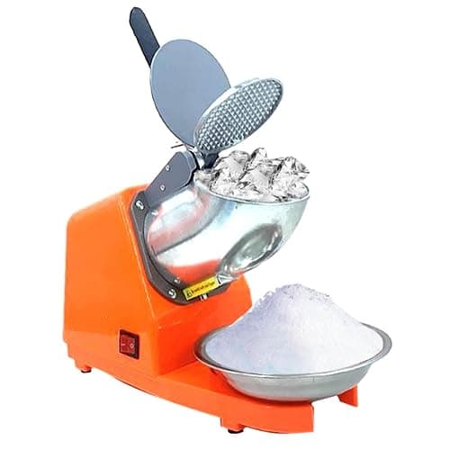 NICCOO Tritaghiaccio Elettrico 300W, Tritaghiaccio a Doppia Lama, ritaghiaccio Elettrico Professionale con Ciotola in Acciaio Inossidabile, Acciaio Inossidabile, per Bar e Ristoranti(Arancia)