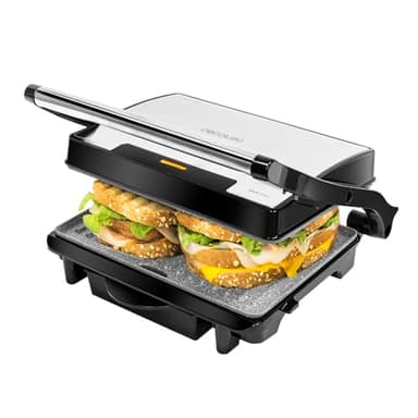 Cecotec Griglia Elettrica Rock'Ngrill 1500 Rapid. 1500 W, Rivestimento Rockstone, Piastra Superiore Regolabile in Altezza, Vassoio Raccogli Grasso, Rivestimento Ecologico, 17,3 x 24,5 cm