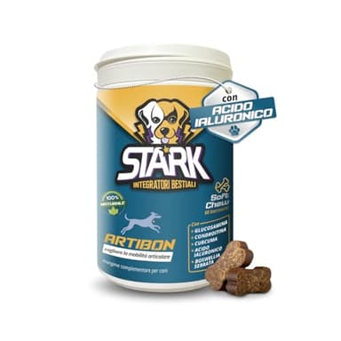 Stark Artibon - Integratore Articolazioni Cane con Acido Ialuronico, Glucosamina, Condroitina, MSM e Curcuma. Supporto per Displasia, Artrite e Mobilità 60 Bocconcini 180 g