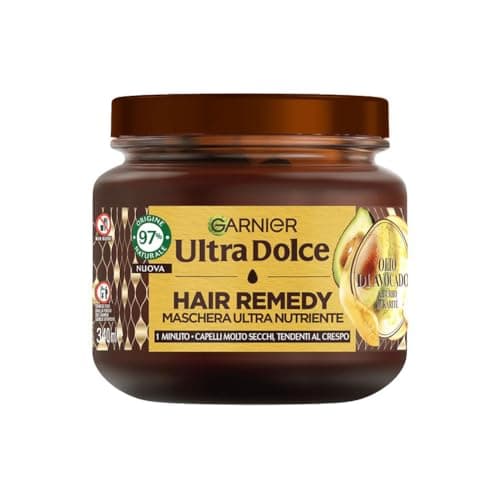 Garnier Ultra Dolce Maschera Nutriente, Per Capelli Secchi, Molto Tendenti al Crespo, Azione In 1 Minuto, Con Olio di Avocado e Burro di Karité, Hair Remedy, 340 ml