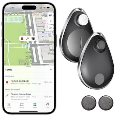 idoove Utag Localizzatore GPS per Bambini Confezione da 2, Trova Chiavi Funziona con Apple Trova il Mio (solo iOS), Impermeabile IP67, Protezione Privacy, Modalità Smarrito, Localizzatore Bluetooth pe