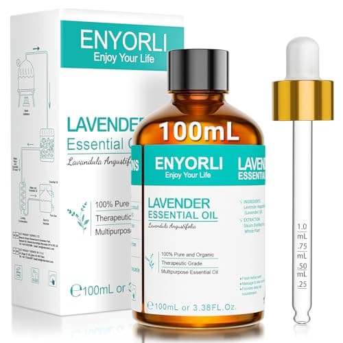 ENYORLI Olio Essenziale di Lavanda 100 ml Olio di Lavanda 100% Puro e Non Diluito, Ideale per Aromaterapia, Diffusori, Massaggi, Cura della Pelle, Rilassante, Bagni, Candele e Fai Da Te