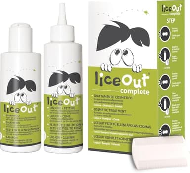 Lice Out Kit Trattamento Antipidocchi e Lendini per Bambini. Facilita la Prevenzione e la Rimozione di Pidocchi e Uova. Shampoo 125ml, Lozione 125ml + Pettine Specifico