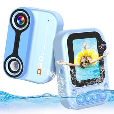 Macchina Fotografica Subacquea per Bambini, 12MP Selfie Fotocamera Impermeabile per Bambini 1080P Videocamera Subacquea 3M/10FT Waterproof Camera per Bambino Bambine 5 6 7 8 Anni con Scheda SD 32GB