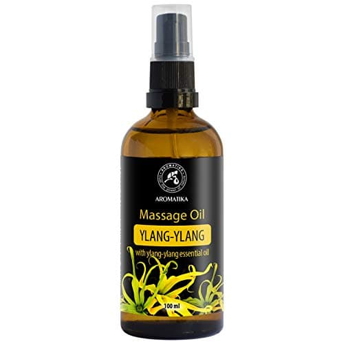 Olio da Massaggio Ylang-Ylang 100ml - Olio di Mandorle - Olio di Semi d'Uva - Oli Essenziali di Ylang & Gelsomino - Cosmetici Naturali - Splendido Odore - Oli per Pelle - Corpo - Massaggi