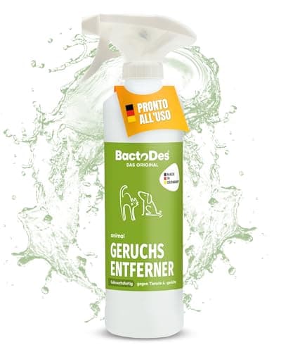 Bactodes - Animal Ready neutralizzatore odori Animali Domestici Bottiglia Spray da 1l - Detergente Enzimatico per urina di Gatti & Cani, Effetto bio-microbico - Eliminaodori per odori sgradevoli