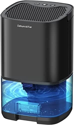 Aotomee Deumidificatore per la casa, 1000 ml con spegnimento automatico, 258 sq ft piccolo deumidificatore portatile ultra silenzioso contro umidità e muffa (nero)
