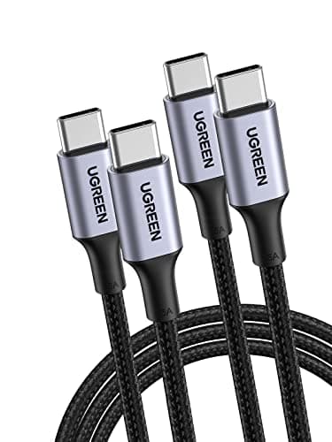 UGREEN 100W Cavo USB C 2Pack, Cable Type C in Nylon, Compatibile con MacBook iPad Pro Air M2, ASUS, Acer, HP, iPhone 16/15 Plus PRO Max, Galaxy S24 Ultra S23, Pixel 9 8. 2M