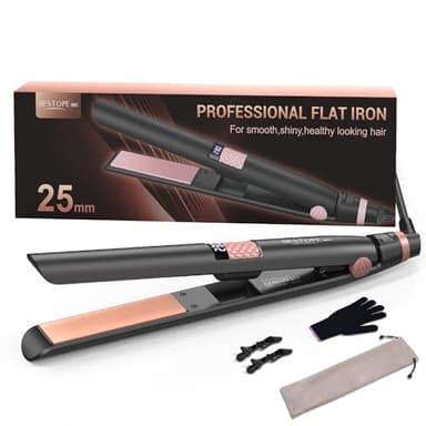 BESTOPE MIX Piastra per Capelli, 25MM Piastra Capelli 2 in 1 Rivestimento Ceramico Display LCD, Piastre per capelli Riscaldamento ultra rapido per capelli spessi, crespi e lunghi, Piastra 80-230°C