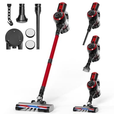 QEXREED Aspirapolvere Senza Fili Potente 4-In-1, Potente Scopa Elettrica Senza Fili 160W 25000Pa, Scopa Elettrica con 2 Modalità, 40 Minuti Di Funzionamento, Filtrazione Del 99,9% Delle Particelle