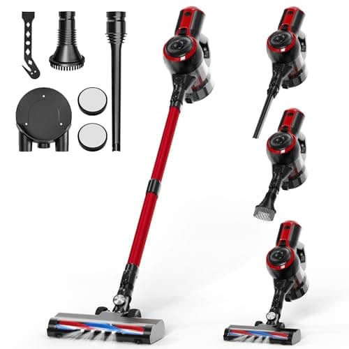 QEXREED Aspirapolvere Senza Fili Potente 4-In-1, Potente Scopa Elettrica Senza Fili 160W 25000Pa, Scopa Elettrica con 2 Modalità, 40 Minuti Di Funzionamento, Filtrazione Del 99,9% Delle Particelle