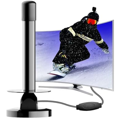 Bigefeixu Antenna TV Interna Amplificata - Potente e Facile da Installare, Ricezione a Lunga Distanza, Supporto 4K 1080p VHF UHF DVB-T con Cavo Coassiale da 3 Metri