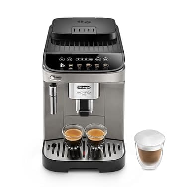 De'Longhi Magnifica Evo ECAM290.42.TB, Macchina Caffè Automatica con Montalatte, Macchina Compatta dal Chicco alla Tazza, Montatura Manuale Latte, 4 Ricette, Display Colorato Soft Touch, Nero Titanio