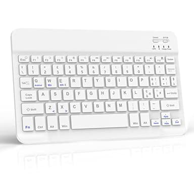 JADEMALL Bluetooth Tastiera per iPad, Samsung, Lenovo, Huawei, Xiaomi, Tastiera Ricaricabile Ultra Sottile Bluetooth Compatibile IOS/Windows/Android, Layout Italiano QWERTY, Bianca