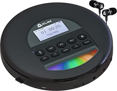 KLIM Nomad - Lettore cd portatile - Batteria a Lunga Durata - Include Auricolari - Compatibile con CD-R, CD-RW, MP3 - Lettore SD, Radio FM, Bluetooth - Ideale per Auto - Hi-Fi - Nuovo 2024