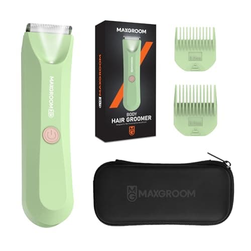 MAXGROOM Rasoio Elettrico Corpo Uomo, Regolabarba Depilatore Corpo Uomo Ricaricabile con Uso Umido e Asciutto, Illuminazione a LED, Adatto per Viso, Schiena, Torace, Ascelle e Parti Intime, Verde