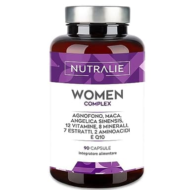 Multivitaminico Donna - Energia - Equilibrio ormonale - Immunità - Pelle - Capelli - Ossa - Complesso 20 vitamine e minerali - 90 capsule Nutralie