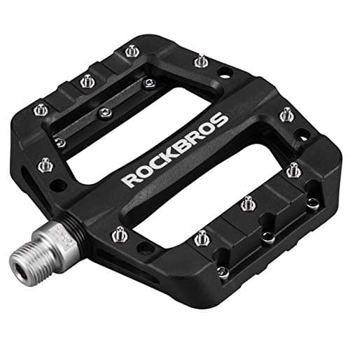 ROCKBROS Pedali per Bici MTB in Nylon Asse 9/16" Universali Pedali Bicicletta Flat con Cuscinetti, Impermeabile Antiscivolo Antipolvere Superficie Larga Leggeri Accessori Bici