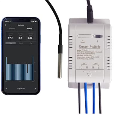 wifi temperature and humidity sensor,Switch Module Monitoring WiFi Controller Smart Home Remote Control 16A Via tuya Alexa Google Home misurazione della potenza(TH16+DS18B20)