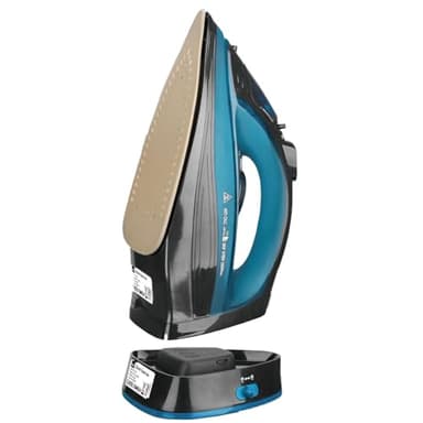Ferro da stiro, 2400 W, ferro da stiro a vapore senza fili, Powersteam Ultra ceramica, autopulente e funzione acqua spray, arresto antigoccia, ferro da stiro a vapore, spegnimento automatico (blu2)