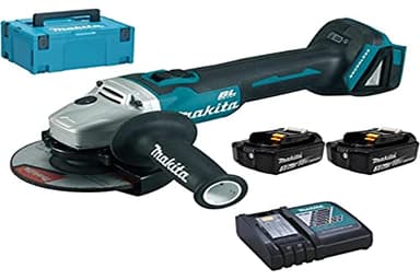 Makita DGA504RFJ, smerigliatrice angolare, 125 mm + 2 batterie da 18 V 3 Ah, agli ioni di litio + custodia Makpac, Blu
