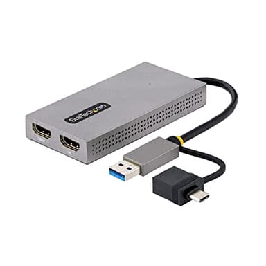 StarTech.com Adattatore USB 3.0 a HDMI, Scheda Video Esterna USB 3.0 a Doppio HDMI (1x 4K30Hz/1x 1080p), Cavo da 11cm; Convertitore Dongle USB-A/C per 2 Monitor HDMI - Win/Mac (107B-USB-HDMI)