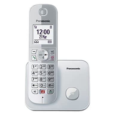 Panasonic Dual-Micro/Nano KX-TG6851GS - Telefono cordless (bloccare fino a 1.000 numeri di telefono, dimensione carattere, altoparlante forte, vivavoce duplex), argento perla