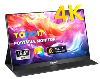 Yodoit Portable Monitor Portable Monitor 15.6" Display IPS Monitor UHD 4K con tipo C USB e altoparlanti integrati con monitor di copertura intelligente compatibile con PC, laptop, MacBook, Xbox
