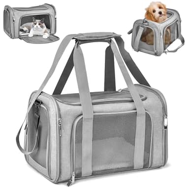 Sprifityy 45 * 30 * 30cm Trasportino per Cani Portatile e Ripiegabile,Trasportino per Gatti Con Tappetino Rimovibile, Trasportino Gatto per Gatti e Cani Di Piccola e Media Taglia(Grigio)